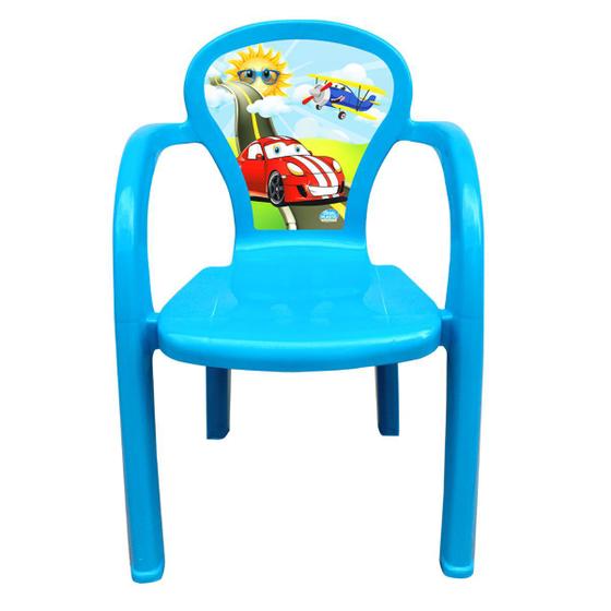 Imagem de Cadeira Infantil Plastica Para Criança Azul Carros - Usual Utilidades