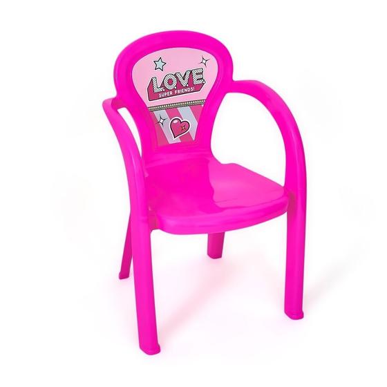 Imagem de Cadeira Infantil Plastica Para Criança Rosa Love - Usual