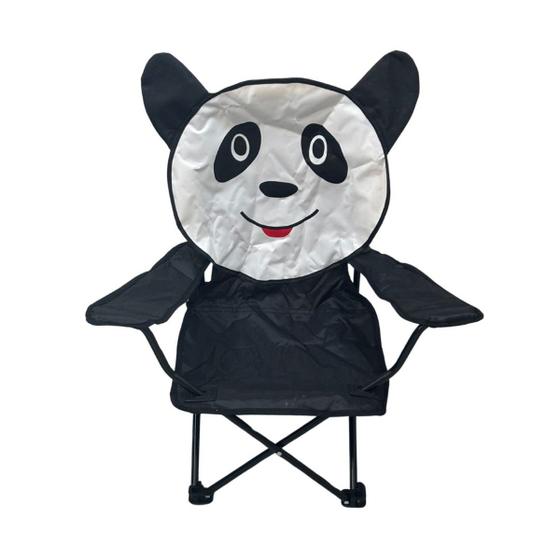 Imagem de Cadeira Infantil Retrátil Articulada Praia Camping Piscina Apoio de Braço e Bolsa Panda Brinqway