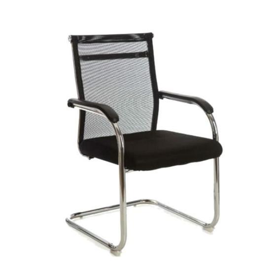 Cadeira Interlocutor Tela MESH (Fixa) Cromada - Cor Preta - 22116 ...