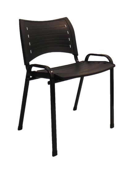 Imagem de Cadeira Iso desmontavel fixa estrutura de ferro  pra recepçao igreja sala de espera preta plastica preta 