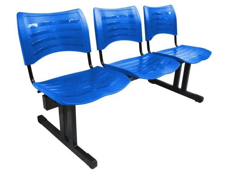 Imagem de Cadeira Iso em longarina 3 lugares Linha Polipropileno Iso Azul - 1951