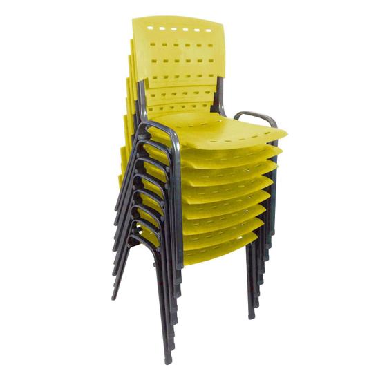 Imagem de Cadeira ISO para sua casa, Igrejas e Estabelecimentos Comerciais em Geral Kit 8 Amarela