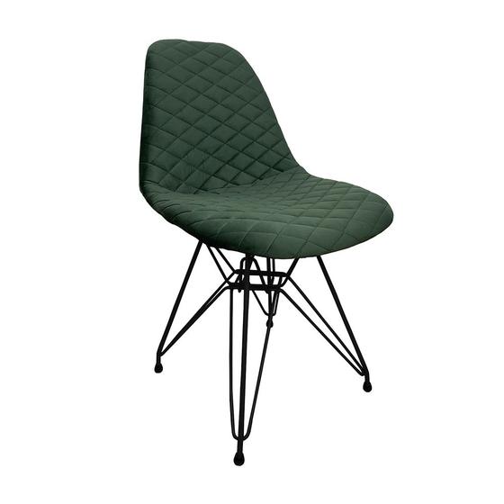 Imagem de Cadeira Jantar Estofada Verde Eiffel Eames Base Ferro Preto