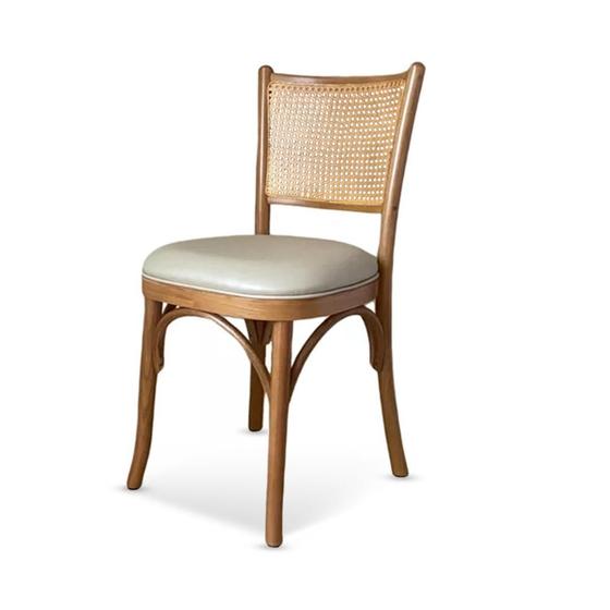 Imagem de Cadeira Jasmim de Madeira Maciça com Encosto em Tela e Assento Estofado