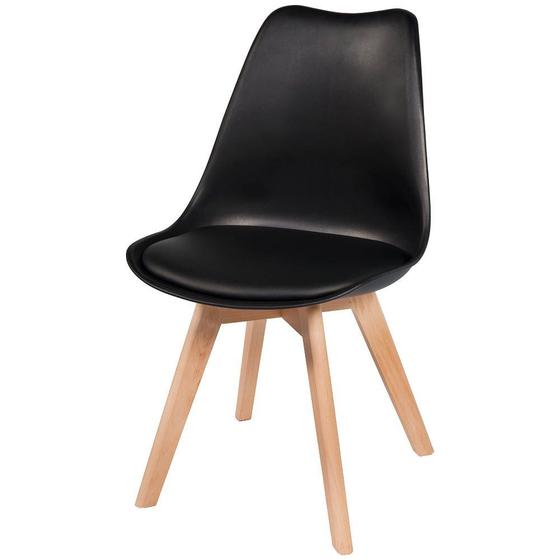 Imagem de cadeira Leda  Charles Eames, Saarinen Wood com almofada Preta