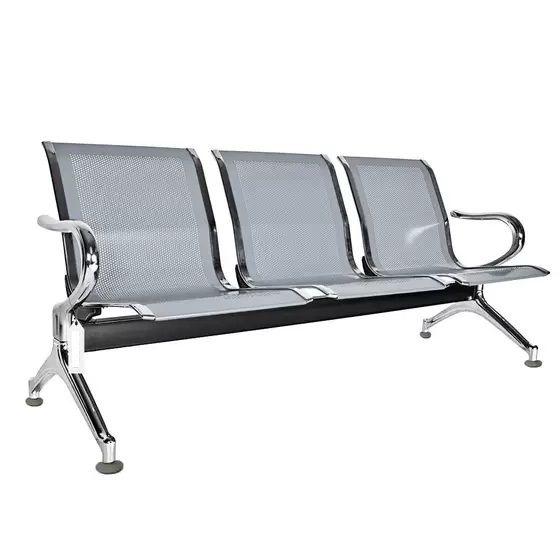 Imagem de Cadeira Longarina 3 Lugares Assentos Espera Aeroporto Cromada