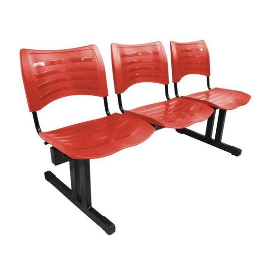 Imagem de Cadeira Longarina Iso 3 Lugares Em Polipropileno Vermelho - 1950V
