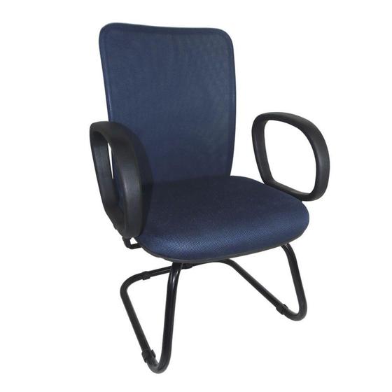 Imagem de Cadeira Maya Interlocutor Fixa Para Escritório Base S Encosto Em Tela Mesh - Azul