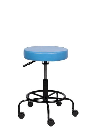 Imagem de Cadeira Mocho Azul Celeste Semi Sentado Tatuador Sem Encosto 62cm