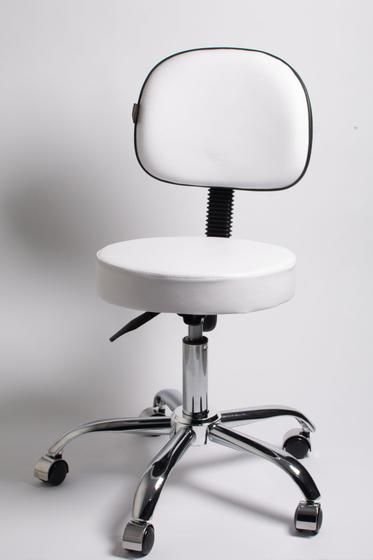Imagem de Cadeira Mocho Base Cromada Secretária de Estética Branco