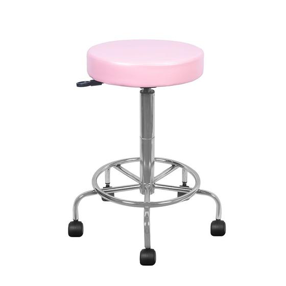 Imagem de Cadeira Mocho cromada Alta rosa bebe Turquesa Estética Giratória maca sem encosto altura maxima 72cm