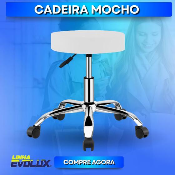 Imagem de Cadeira Mocho Giratória Clinica Estética Massagista Slim Evolux Branca