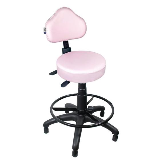 Imagem de Cadeira Mocho Rosa Claro Ergonômico Caixa Com Aro Com Sapata - ULTRA Móveis