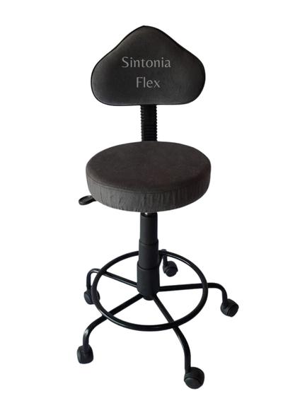 Imagem de Cadeira Mocho  secretaria Verona com regulagem de altura base de ferro com apoio de pés com rodízio suede cinza