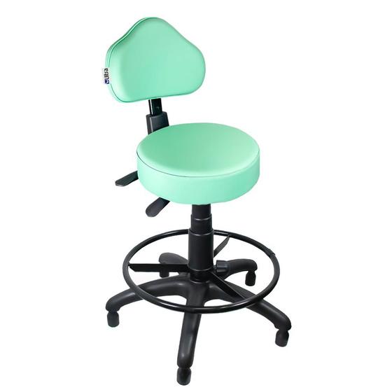 Imagem de Cadeira Mocho Verde Claro Ergonômico Caixa Com Aro Com Sapata - ULTRA Móveis