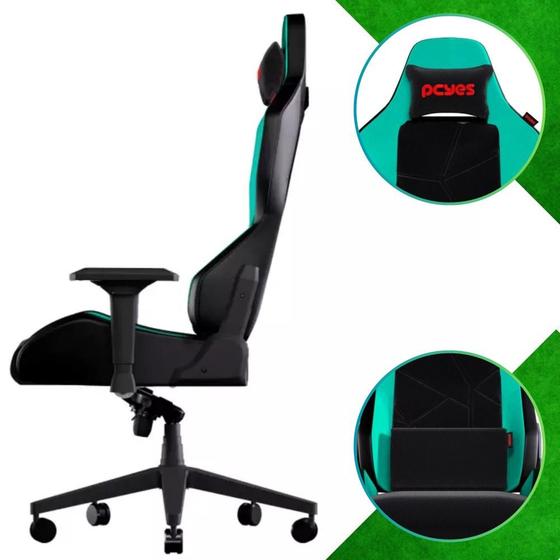 Imagem de Cadeira Modelo Gamer Escritório Suporta Até 150Kg de Alto Conforto Com  Almofada Ergonômica Magnética Suporte Lombar  Pcyes