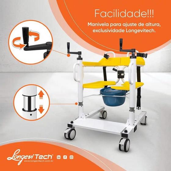 Imagem de Cadeira multifuncional para banho suporta até 100kg longevitech