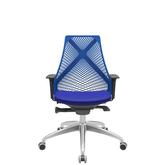 Imagem de Cadeira Office Bix Tela Azul Assento Aero Azul Autocompensador Base Alumínio 95cm - 63974