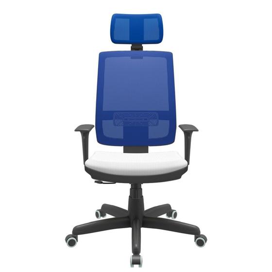 Imagem de Cadeira Office Brizza Tela Azul Com Encosto Assento Aero Branco RelaxPlax Base Standard 126cm - 63649