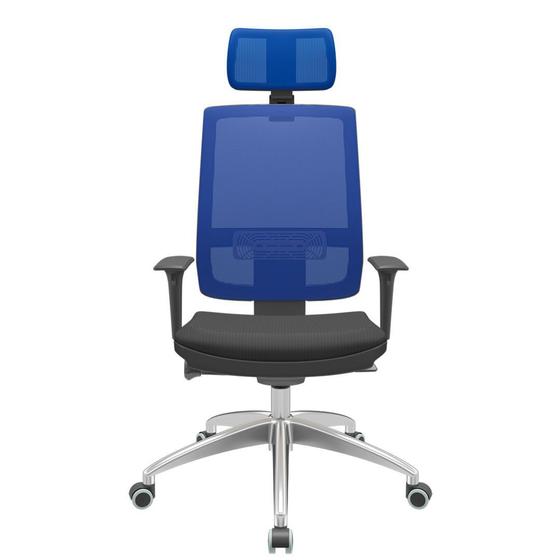 Imagem de Cadeira Office Brizza Tela Azul Com Encosto Assento Aero Preto Autocompensador 126cm - 63129
