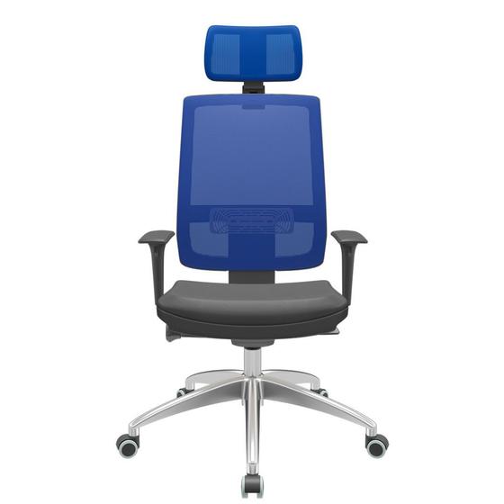 Imagem de Cadeira Office Brizza Tela Azul Com Encosto Assento Facto Dunas Grafite Autocompensador 126cm - 63142