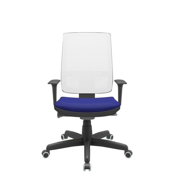 Imagem de Cadeira Office Brizza Tela Branca Assento Aero Azul Autocompensador Base Standard 120cm - 63726