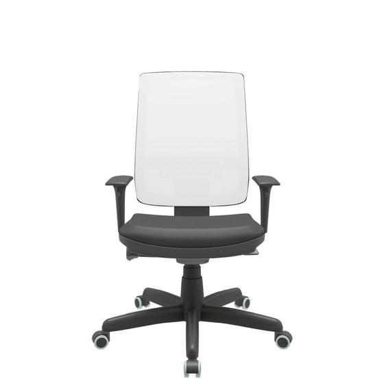 Imagem de Cadeira Office Brizza Tela Branca Assento Vinil Preto Autocompensador Base Standard 120cm - 63724