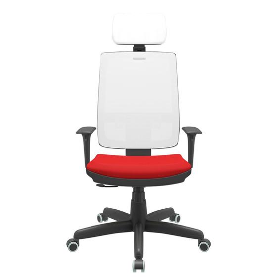 Imagem de Cadeira Office Brizza Tela Branca Com Encosto Assento Aero Vermelho RelaxPlax Base Standard 126cm - 63679