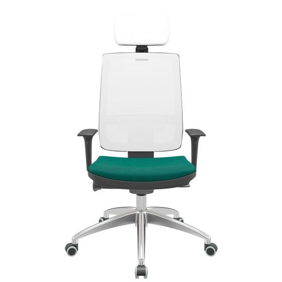 Imagem de Cadeira Office Brizza Tela Branca Com Encosto Assento Poliéster Verde Autocompensador 126cm - 63269