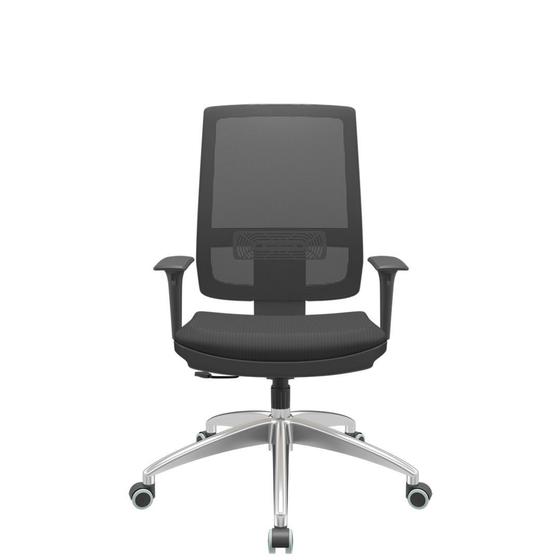 Imagem de Cadeira Office Brizza Tela Preta Assento Aero Preto RelaxPlax Base Aluminio 120cm - 63815