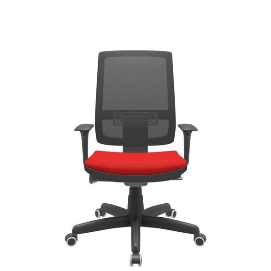 Imagem de Cadeira Office Brizza Tela Preta Assento Aero Vermelho Autocompensador Base Standard 120cm - 63693