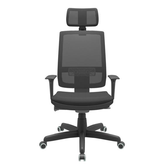 Imagem de Cadeira Office Brizza Tela Preta Com Encosto Assento Aero Preto Autocompensador Base Standard 126cm - 63328