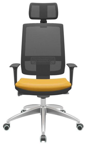 Imagem de Cadeira Office Brizza Tela Preta Com Encosto Assento Facto Dunas Amarelo Autocompensador 126cm - 63003