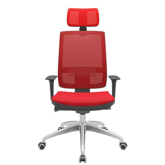 Imagem de Cadeira Office Brizza Tela Vermelha Com Encosto Assento Poliéster Vermelho Autocompensador 126cm - 63085