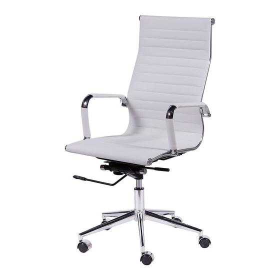 Cadeira Office Eames Esteirinha Alta com Rodizio Branca Menor preço em Cadeira Office Eames Esteirinha Alta com Rodizio Branca