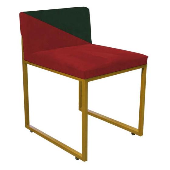 Imagem de Cadeira Office Lee Duo Sala de Jantar Industrial Ferro Dourado Suede Vermelho e Verde Musgo - Ahz Móveis