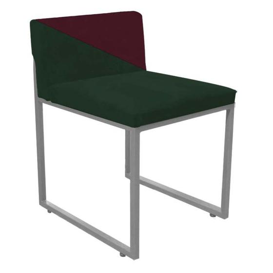 Imagem de Cadeira Office Lee Duo Sala de Jantar Industrial Ferro Prata Suede Verde e Bordô - Ahz Móveis