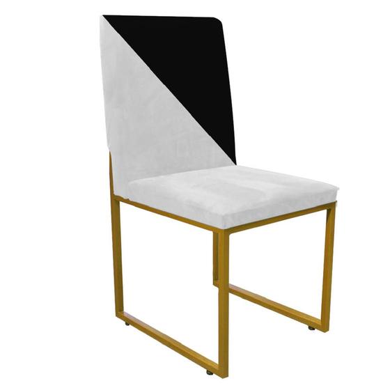 Imagem de Cadeira Office Stan Duo Sala de Jantar Industrial Ferro Dourado material sintético Branco e Preto - Ahz Móveis