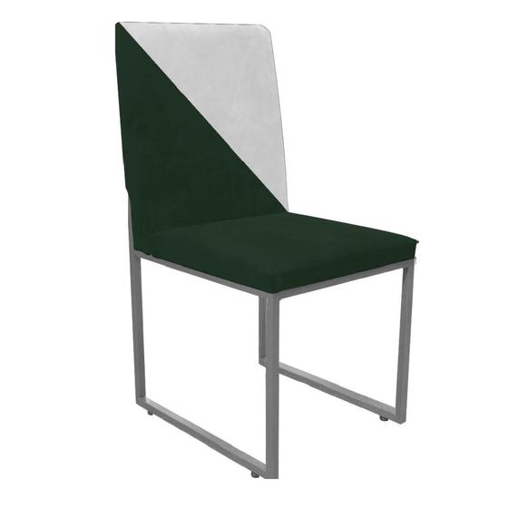 Imagem de Cadeira Office Stan Duo Sala de Jantar Industrial Ferro Prata Suede Verde e Branco - Ahz Móveis