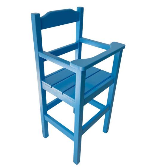 Imagem de Cadeira Papinha para Bebê com Trava Fixa em Madeira Maciça - Azul
