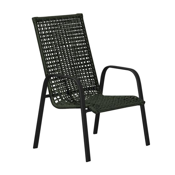 Imagem de Cadeira para Área Externa Luna em Corda Náutica Verde e Alumínio Preto