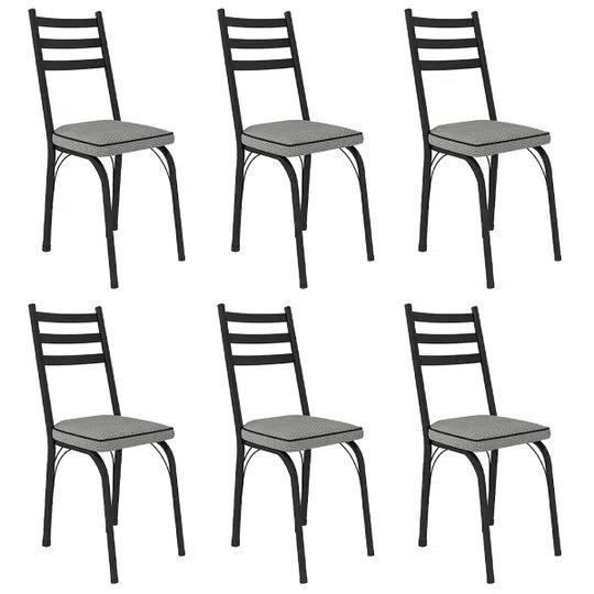Imagem de Cadeira Para Cozinha Kit 6 Cadeiras Tubular 141 Europa Cor Preto E Platina - Artefamol