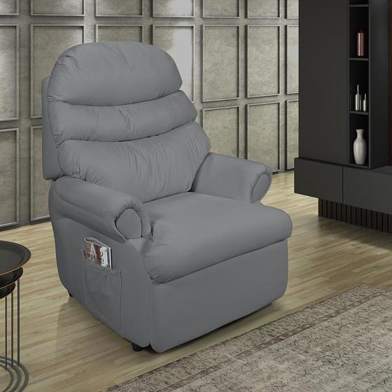 Cadeira Para Idoso Poltrona Estofada Confortavel Korin Cinza - Império ...