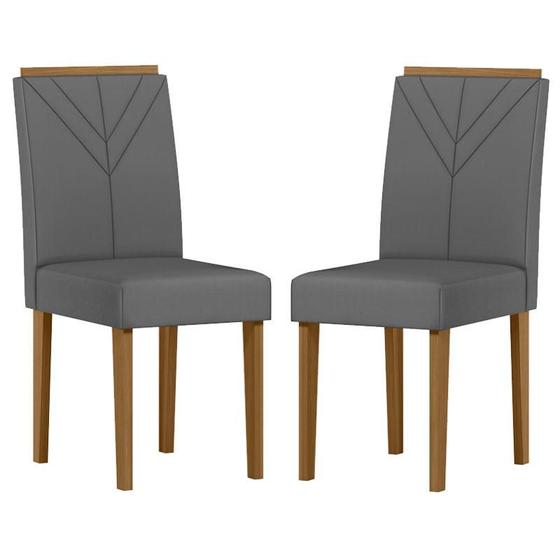 Imagem de Cadeira para Mesa de Jantar Amanda Kit 2 peças Ype Veludo Cinza Escuro  New Ceval