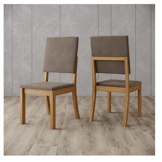 Imagem de Cadeira para Mesa de Jantar Ambiente Milla Kit 2 Peças Nature Marrom Amêndoa - Henn