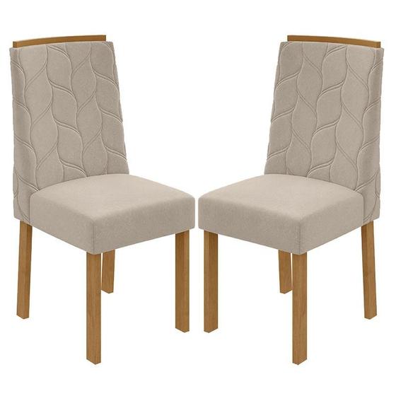 Imagem de Cadeira para Mesa de Jantar Astrid kit 02 Peças Veludo Naturale Creme Amêndoa Clean  Lopas