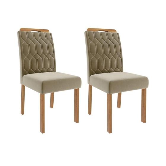 Imagem de Cadeira Para Mesa De Jantar Jogo De 2 Cadeiras Mdf Paola Wood Cimol Madeira/Joli