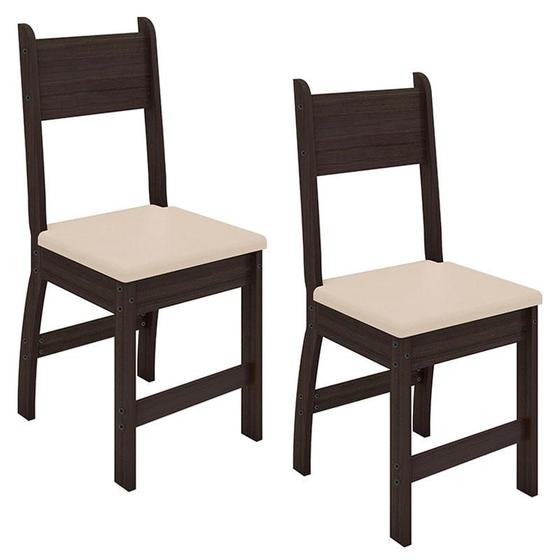 Imagem de Cadeira para Mesa de Jantar Milano Kit 2 Peças Amêndoa Savana - Poliman