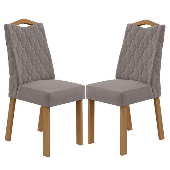Imagem de Cadeira Para Mesa De Jantar Vênus Kit 02 Peças Veludo Liso Capuccino Amêndoa Clean - Lopas